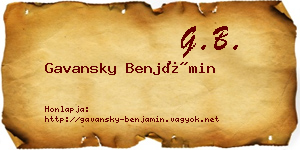 Gavansky Benjámin névjegykártya
